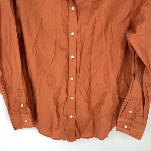 Everlane Relaxed Poplin Picnic Top Orange Button Up Women's Size 6 - Picture 6 of 9